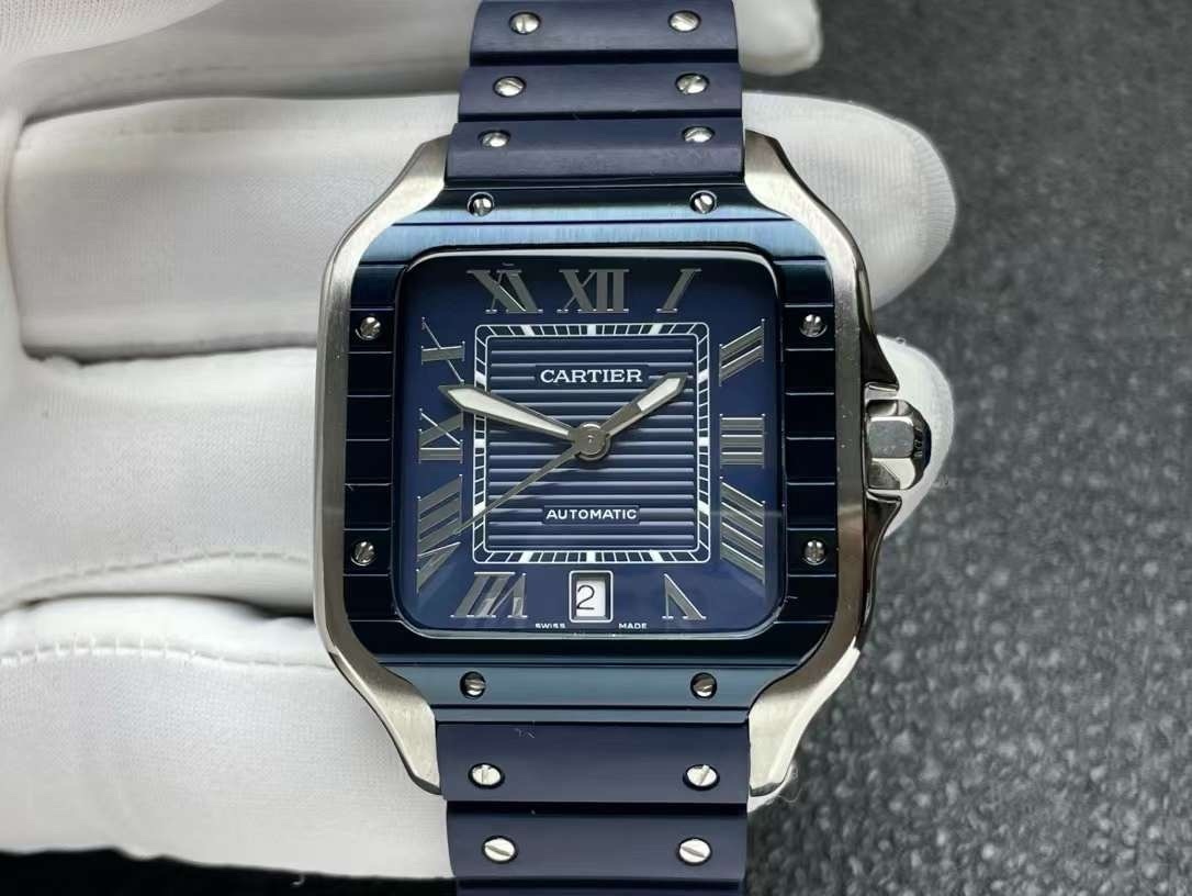 Cartier Santos De Cartier Large Model, Automatic Movement, Steel, PVD, Interchangeable Metal And Rubber Straps