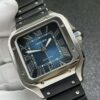 Top-grade watches 04559 Santos de Cartier 40mm Blue Dial in Steel on Black Rubber