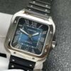 Top-grade watches 04559 Santos de Cartier 40mm Blue Dial in Steel on Black Rubber