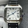 Top-grade watches 04599 Santos de Cartier 40mm White Dial in Steel on Black Rubber