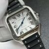 Top-grade watches 04599 Santos de Cartier 40mm White Dial in Steel on Black Rubber
