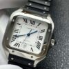 Top-grade watches 04599 Santos de Cartier 40mm White Dial in Steel on Black Rubber