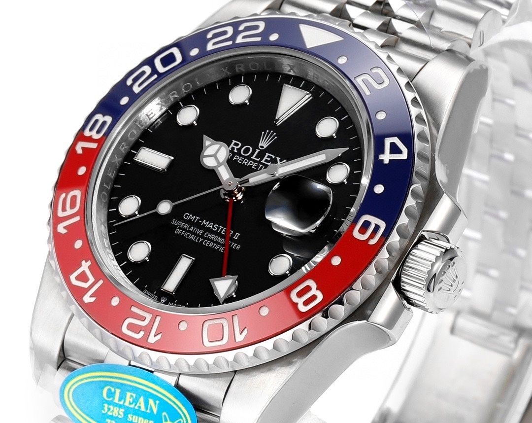 Rolex GMT-Master II 40mm Stainless Steel Black Dial Pepsi Red Blue Bezel 126710