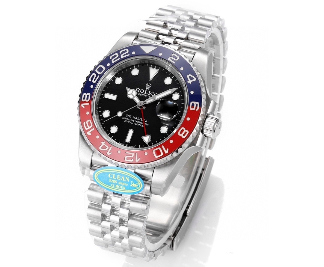 Rolex GMT-Master II 40mm Stainless Steel Black Dial Pepsi Red Blue Bezel 126710