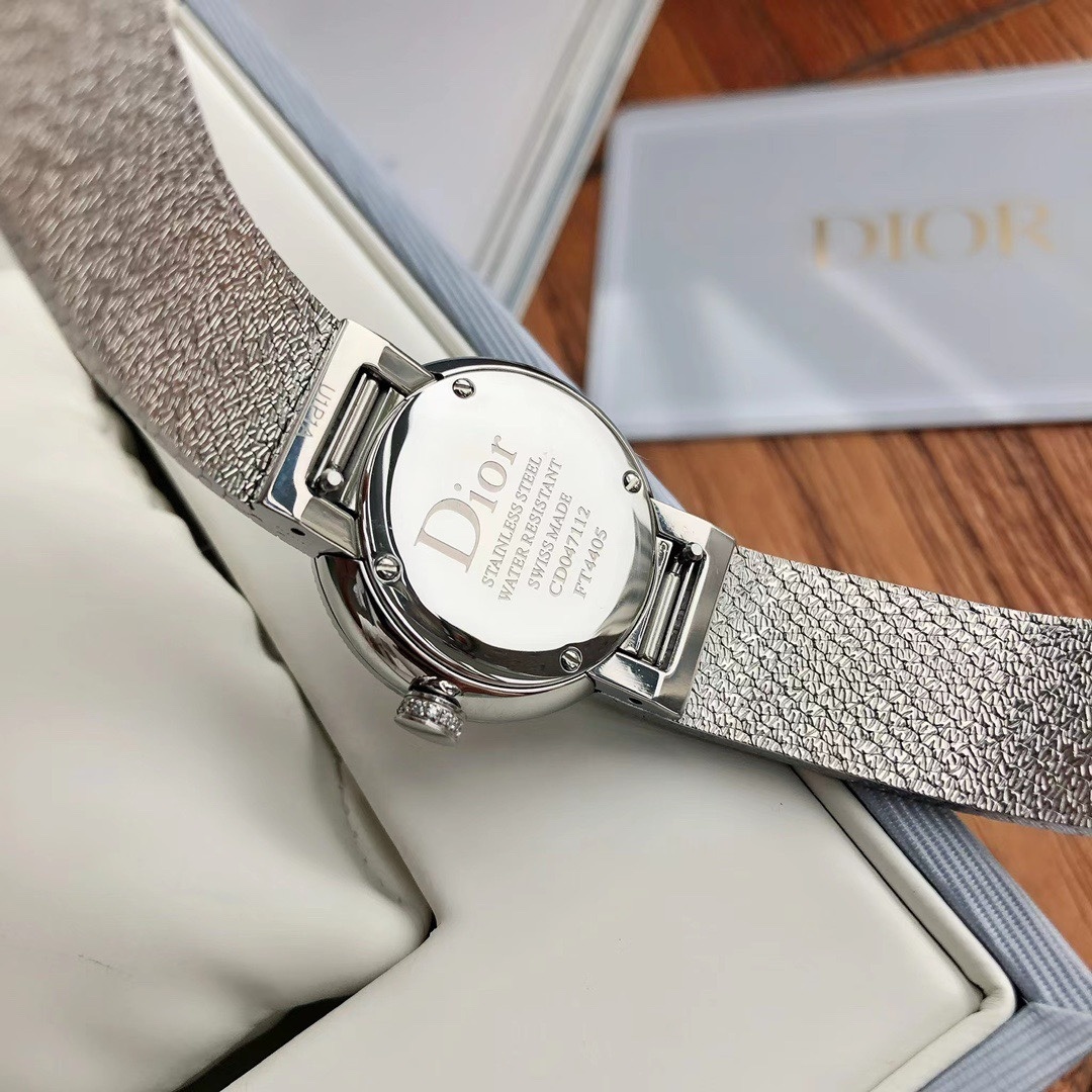 Dior  La D De Dior Pink Mother of Pearl Diamond Dial Stainless Steel Women's Watch CD047112M002