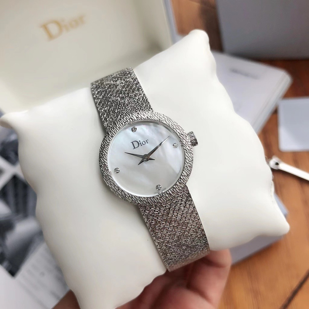 Dior Dior White Mother of Pearl Stainless Steel Diamonds La D De Dior Satine CD047112M001 Women's Wristwatch 25 mm