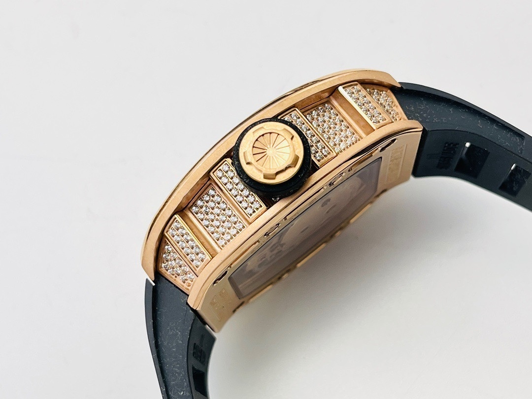 Richard Mille RM052 Tourbillon 18K Gold Plated Watch with Hong Kong Moissanite Diamonds 42mm