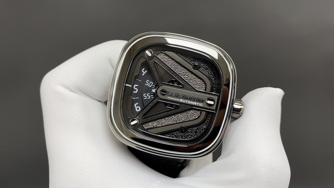 SevenFriday Men’s Watch M-Series Automatic Silver Tone Case Black Strap M3-08 SevenFriday Men’s Watch M-Series Automatic Silver Tone Case Black Strap M3-08
