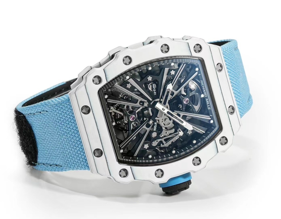 RM 012-01 Tourbillon White NTPT Carbon on Blue Rubber