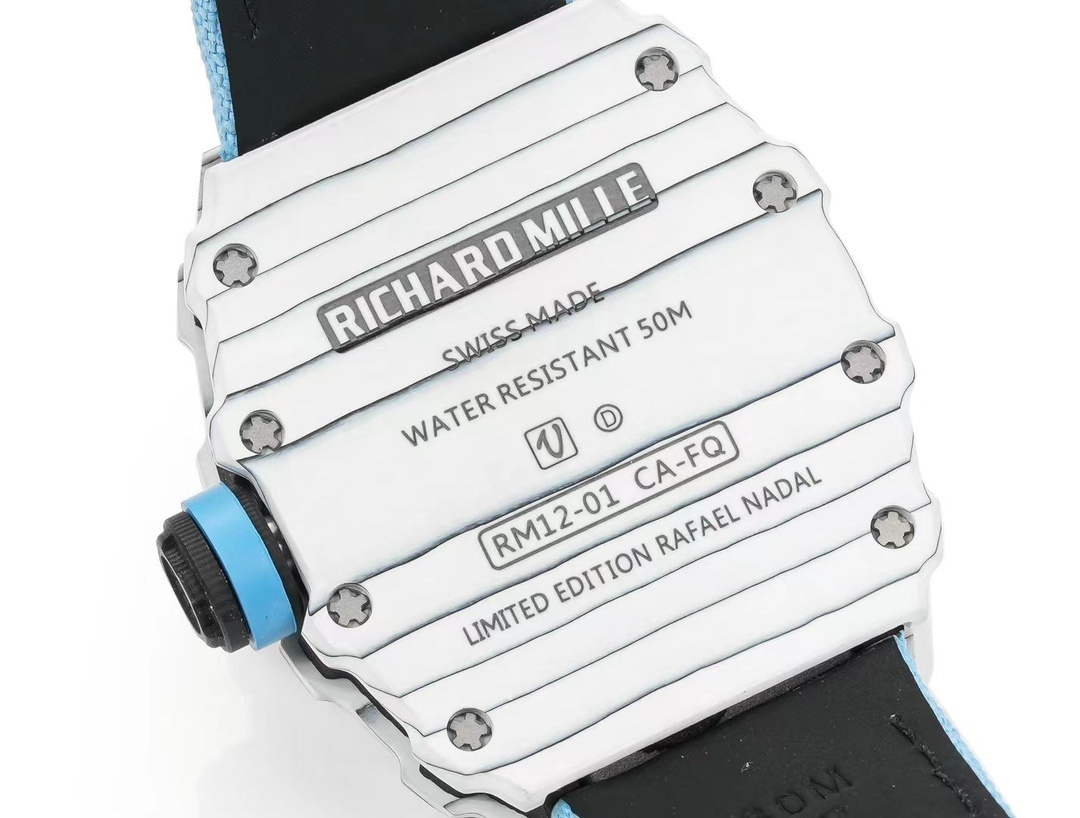 RM 012-01 Tourbillon White NTPT Carbon on Blue Rubber