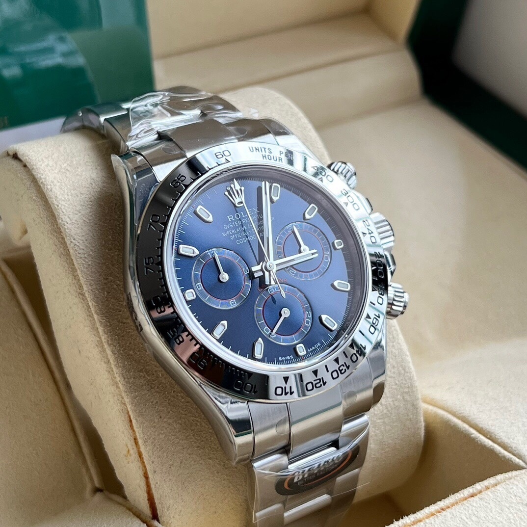 Rolex Cosmograph Daytona 40mm Complete Set Mint 18K White Gold Blue Dial 116509