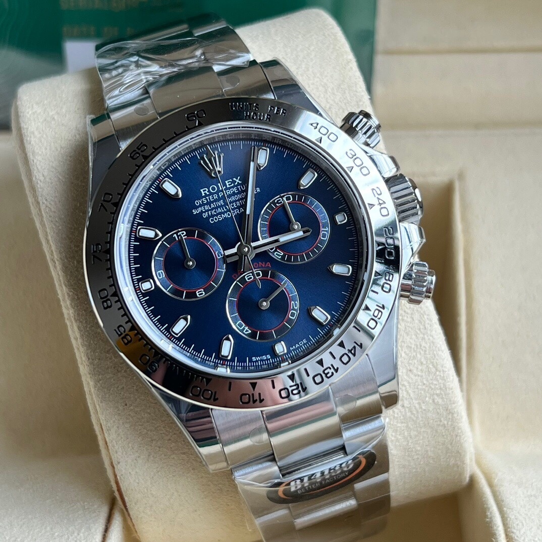Rolex Cosmograph Daytona 40mm Complete Set Mint 18K White Gold Blue Dial 116509