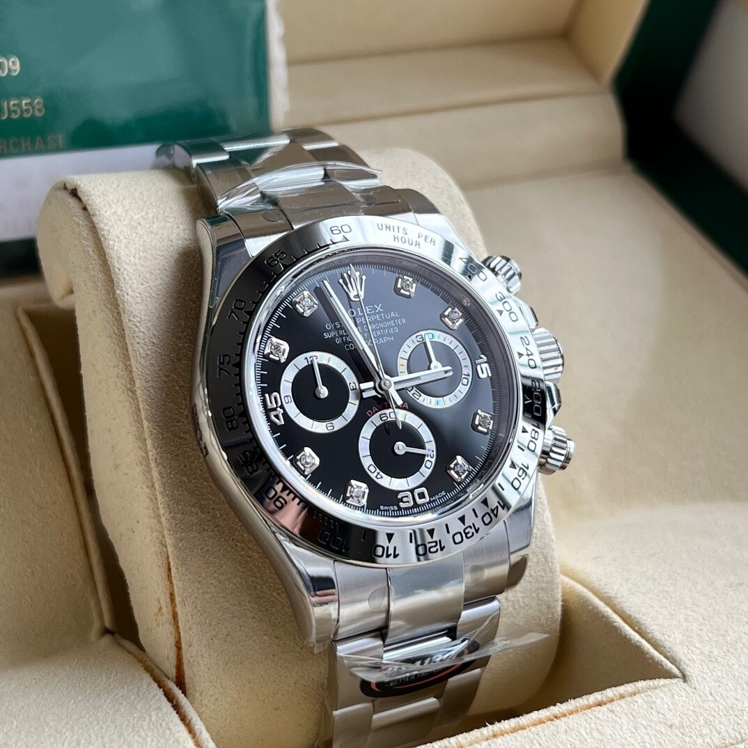 Rolex Daytona White Gold Black Diamond Dial Oyster Bracelet 116509 - BRAND NEW