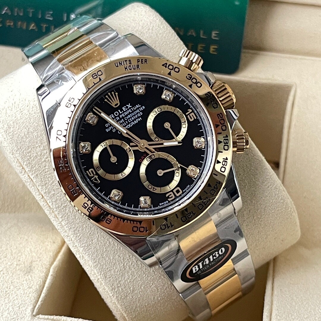 Top-grade watches 05649 Rolex Daytona Yellow Gold/Steel Black Diamond Dial Oyster Bracelet 116503 - BRAND NEW