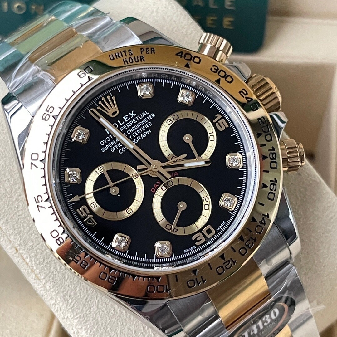 Top-grade watches 05649 Rolex Daytona Yellow Gold/Steel Black Diamond Dial Oyster Bracelet 116503 - BRAND NEW