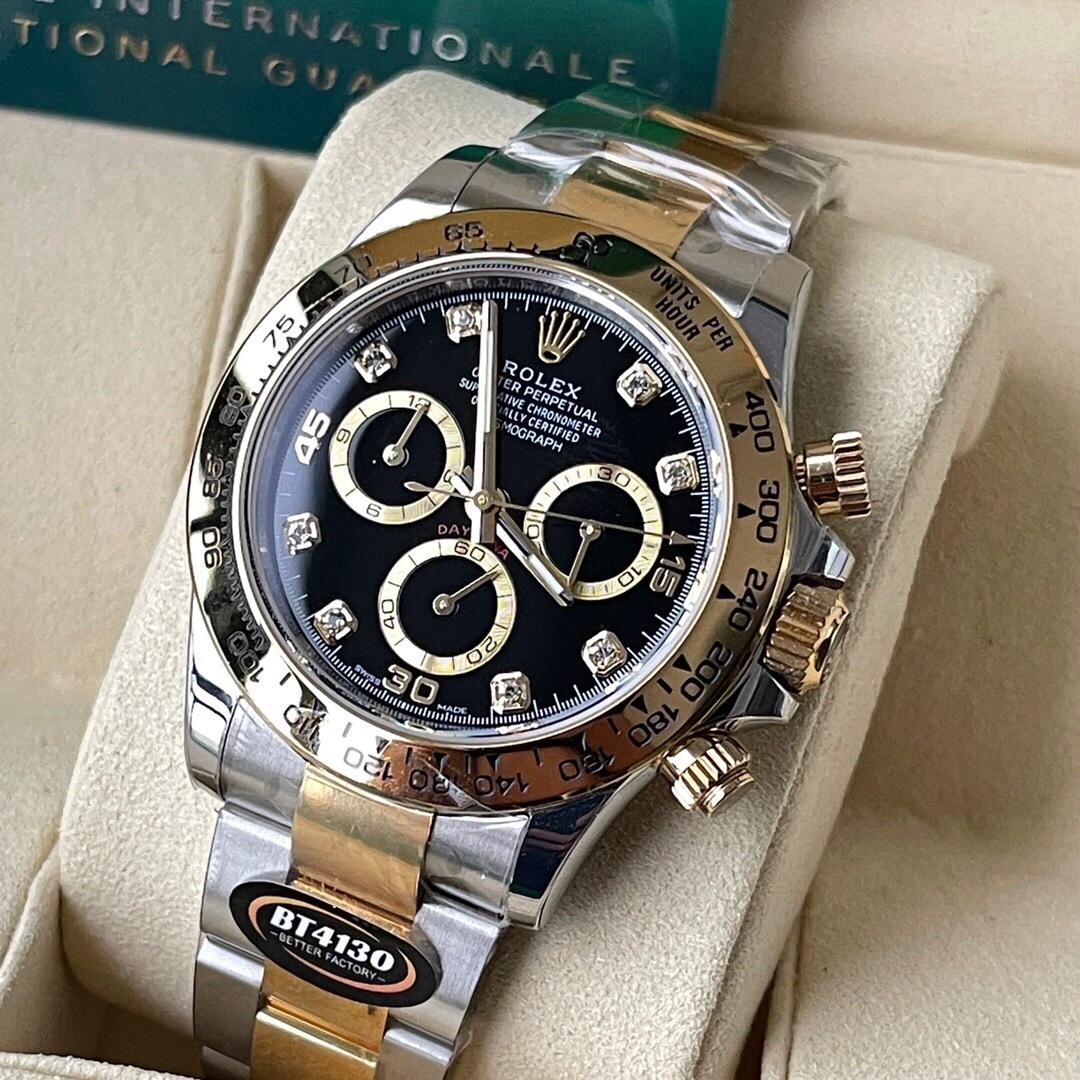 Top-grade watches 05649 Rolex Daytona Yellow Gold/Steel Black Diamond Dial Oyster Bracelet 116503 - BRAND NEW