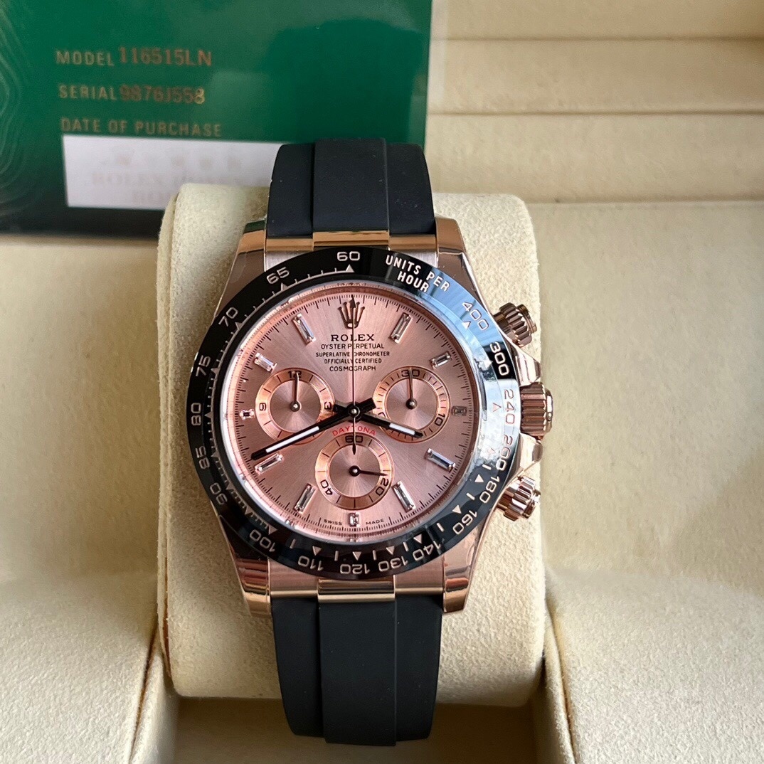 Rolex Cosmograph Daytona Pink Dial Oysterflex Strap Mens Everose Watch 116515LN 116515 NP