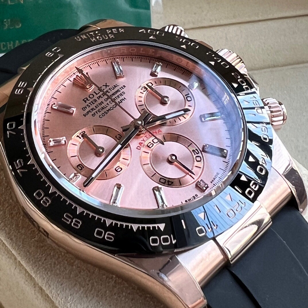 Rolex Cosmograph Daytona Pink Dial Oysterflex Strap Mens Everose Watch 116515LN 116515 NP