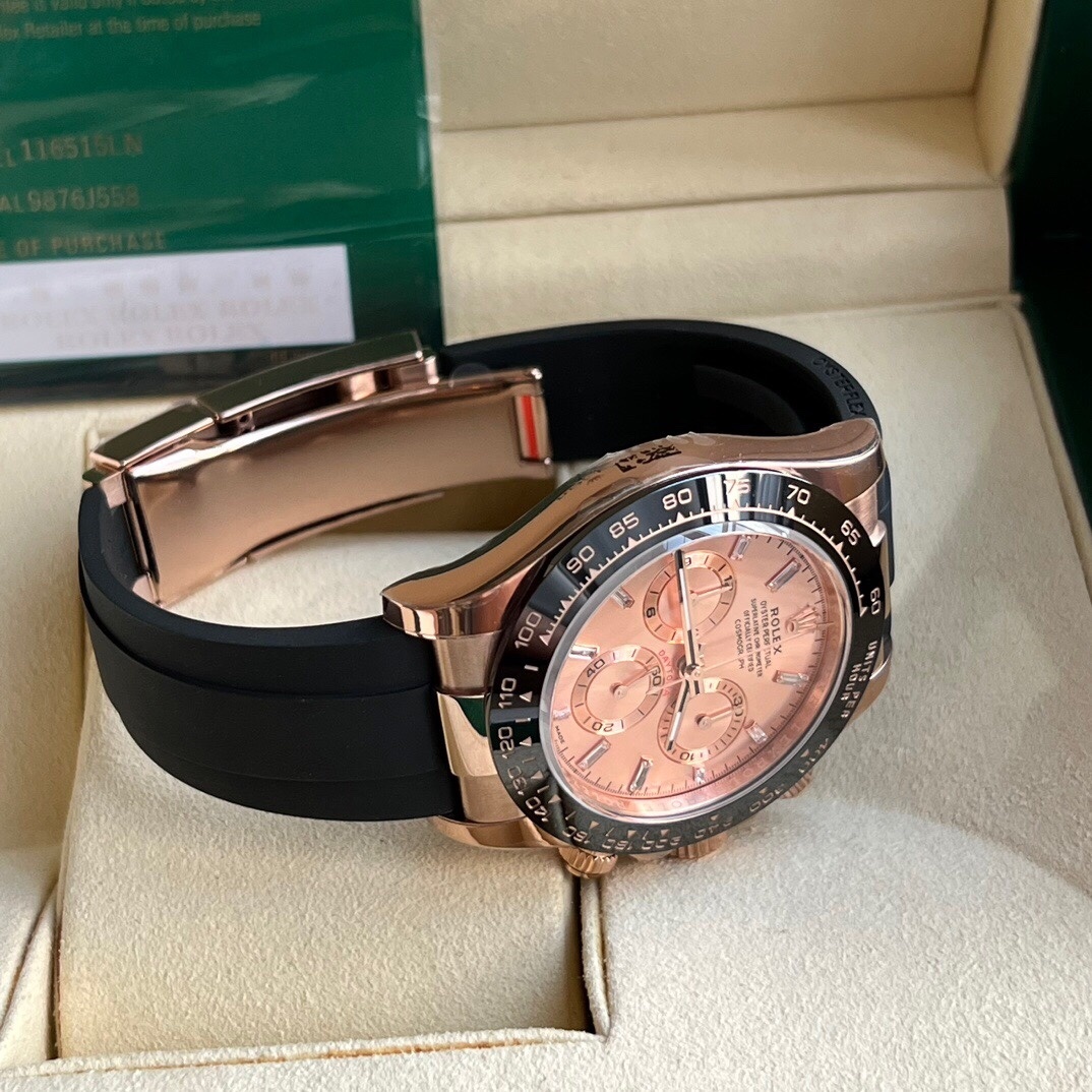 Rolex Cosmograph Daytona Pink Dial Oysterflex Strap Mens Everose Watch 116515LN 116515 NP