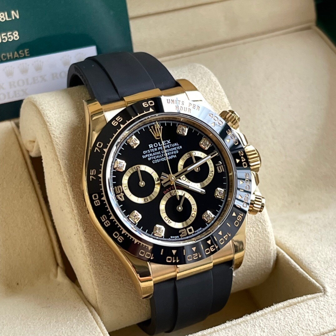 Rolex Daytona Yellow Gold Oyster-Flex Black Diamond Dial 116518LN *2023*