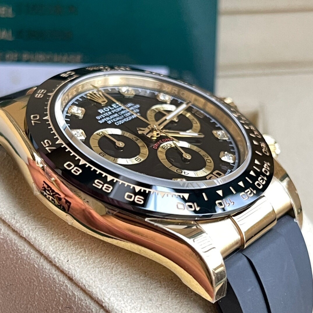 Rolex Daytona Yellow Gold Oyster-Flex Black Diamond Dial 116518LN *2023*
