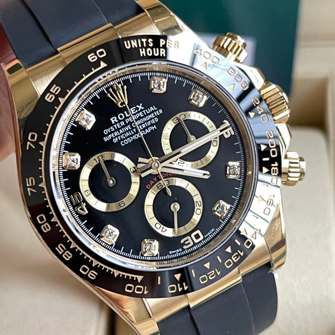 Rolex Daytona Yellow Gold Oyster-Flex Black Diamond Dial 116518LN *2023*