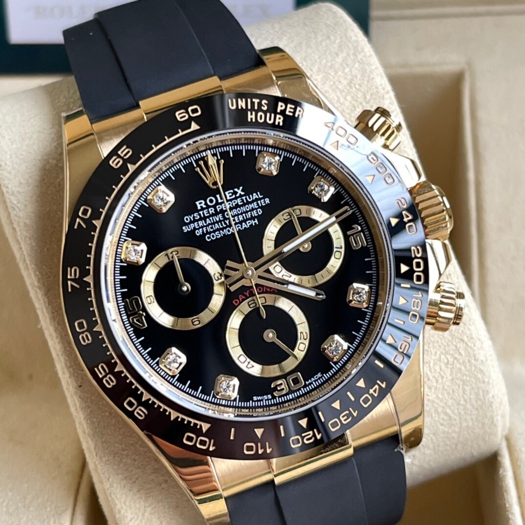 Rolex Daytona Yellow Gold Oyster-Flex Black Diamond Dial 116518LN *2023*