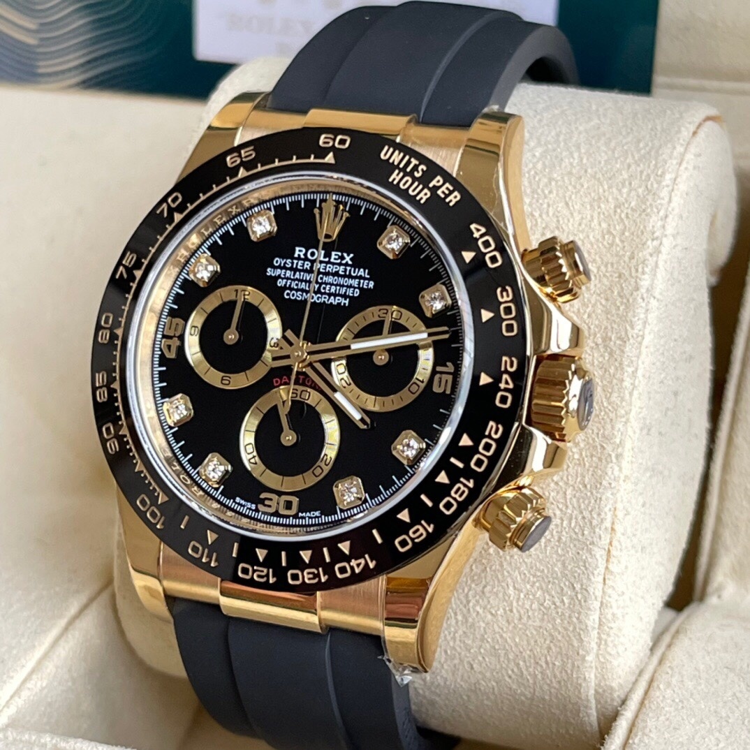 Rolex Daytona Yellow Gold Oyster-Flex Black Diamond Dial 116518LN *2023*
