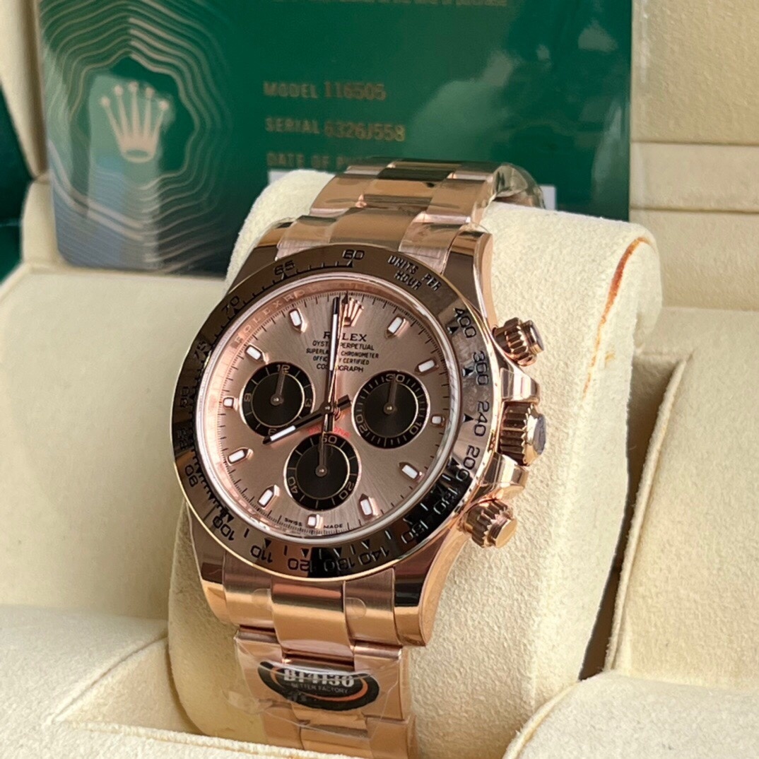 Top-grade watches 05949 Rolex Daytona Cosmograph Rose Gold Sundust Panda 116505