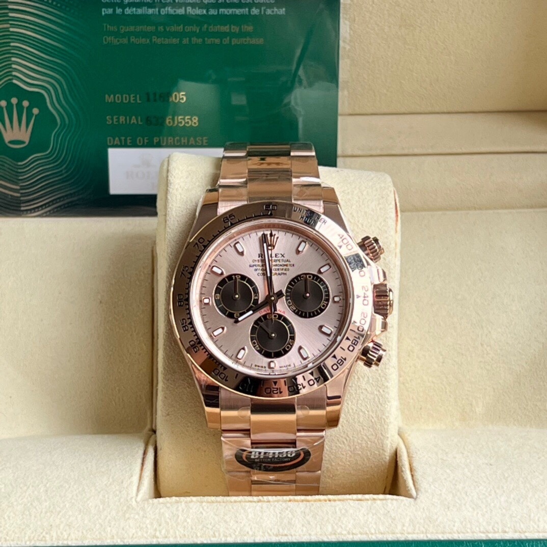 Top-grade watches 05949 Rolex Daytona Cosmograph Rose Gold Sundust Panda 116505