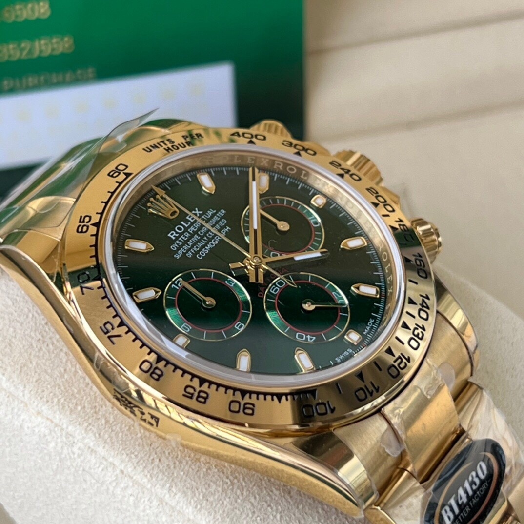Top-grade watches 06029 Rolex Daytona Yellow Gold Green Dial 116508