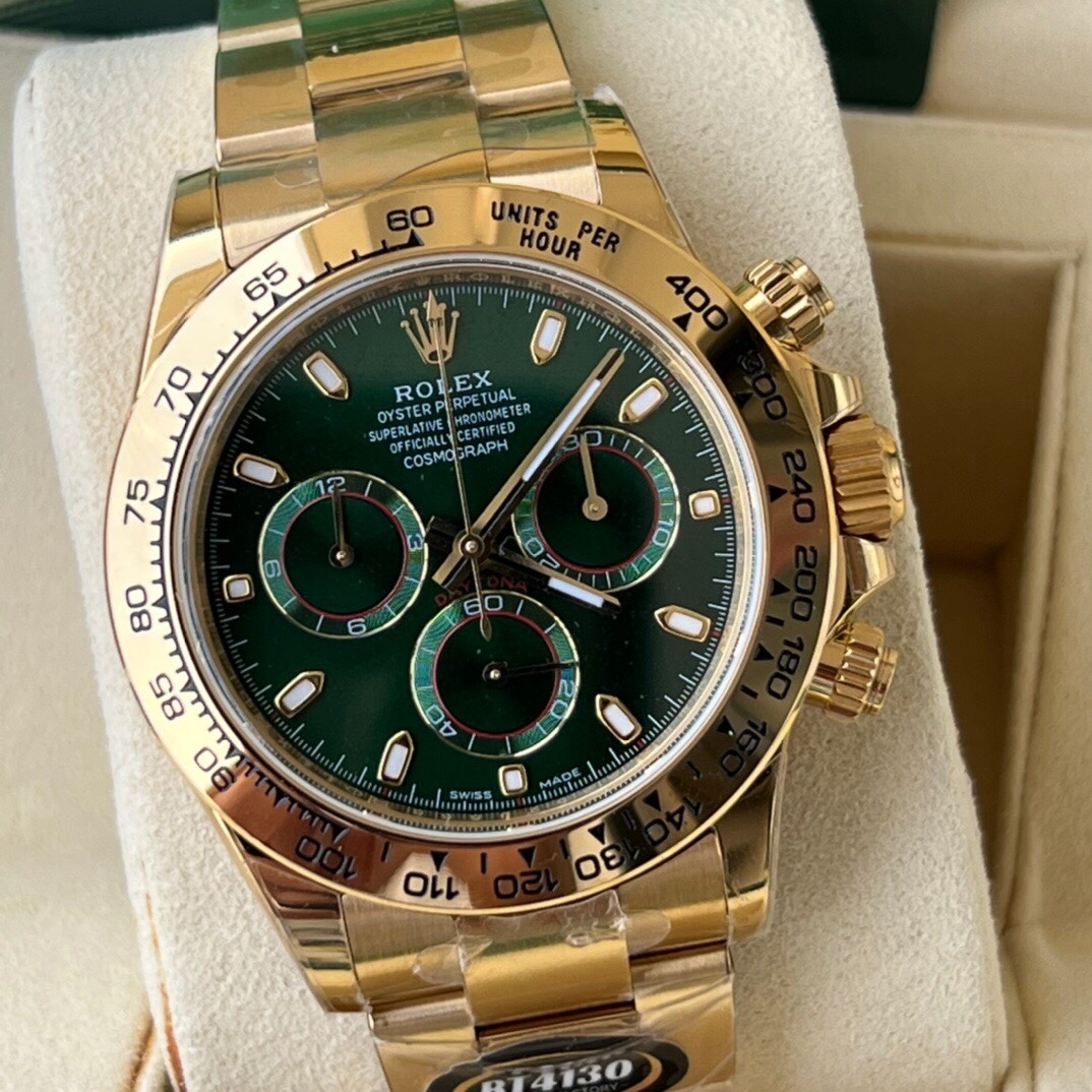 Top-grade watches 06029 Rolex Daytona Yellow Gold Green Dial 116508