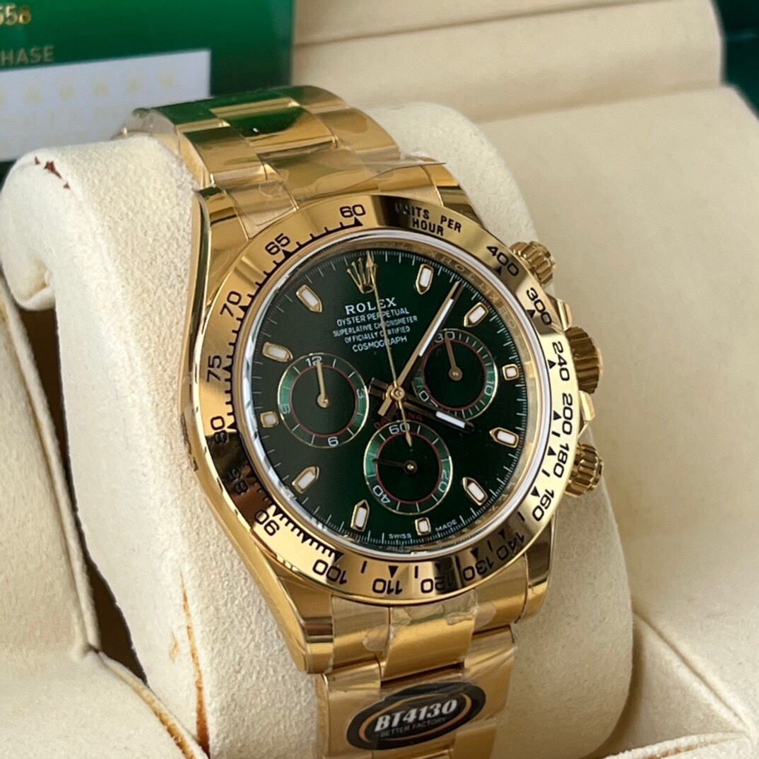 Top-grade watches 06029 Rolex Daytona Yellow Gold Green Dial 116508