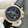 Patek Philippe Grand Complications 6104R-001 Rep 1:1 Watch Rose Gold Case Black Galaxy Dial Leather Strap