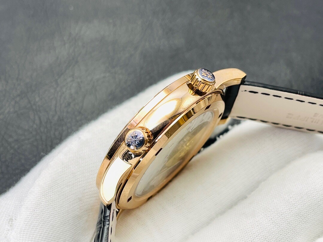 Patek Philippe Grand Complications 6104R-001 Rep 1:1 Watch Rose Gold Case Black Galaxy Dial Leather Strap