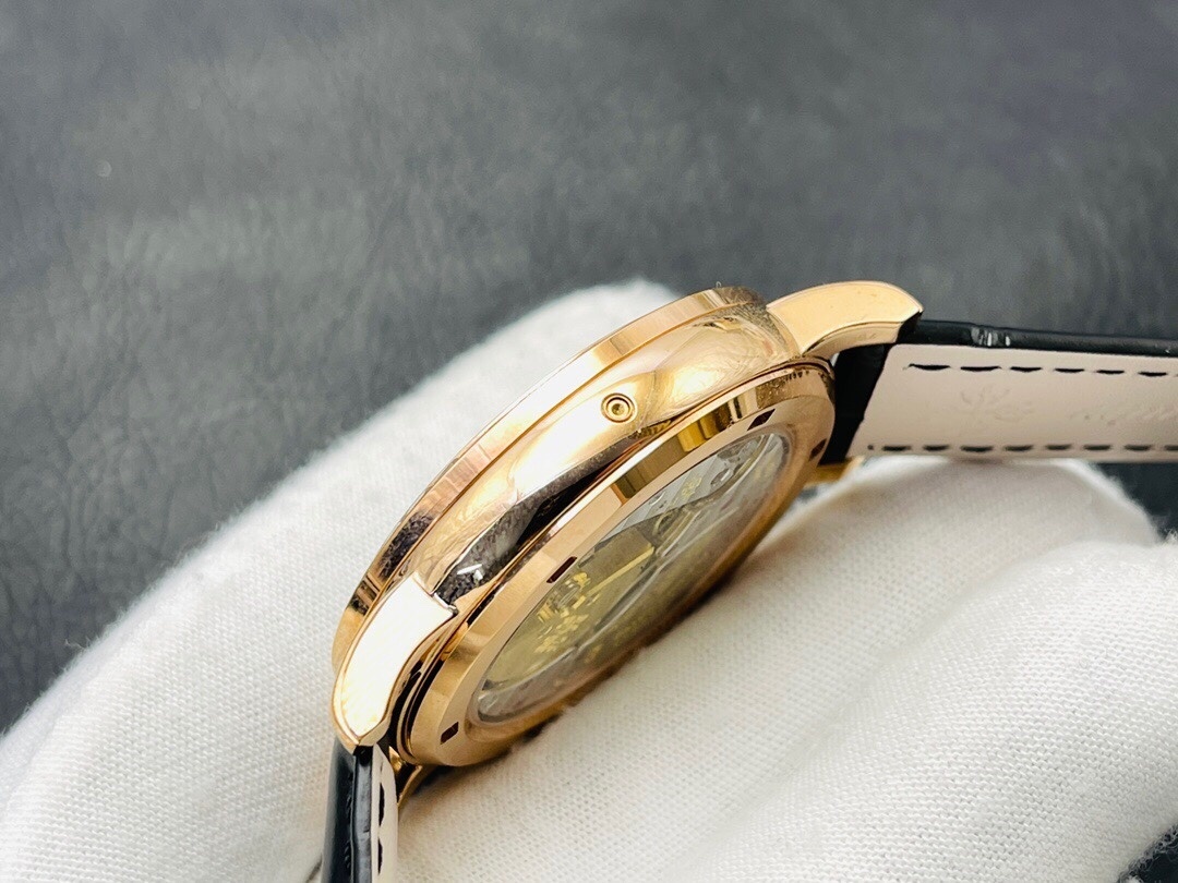 Patek Philippe Grand Complications 6104R-001 Rep 1:1 Watch Rose Gold Case Black Galaxy Dial Leather Strap