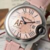 Cartier Ballon Bleu De Cartier Watch 3489 Pink Dial Stainless Steel Leather