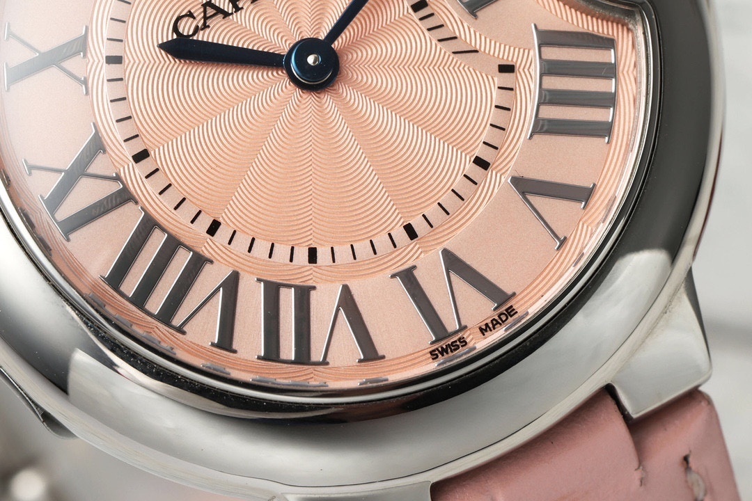 Cartier Ballon Bleu De Cartier Watch 3489 Pink Dial Stainless Steel Leather