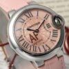Cartier Ballon Bleu De Cartier Watch 3489 Pink Dial Stainless Steel Leather