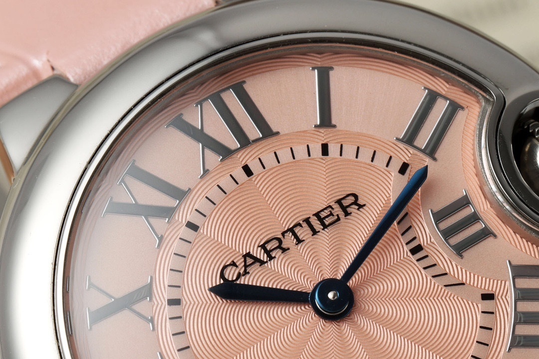 Cartier Ballon Bleu De Cartier Watch 3489 Pink Dial Stainless Steel Leather