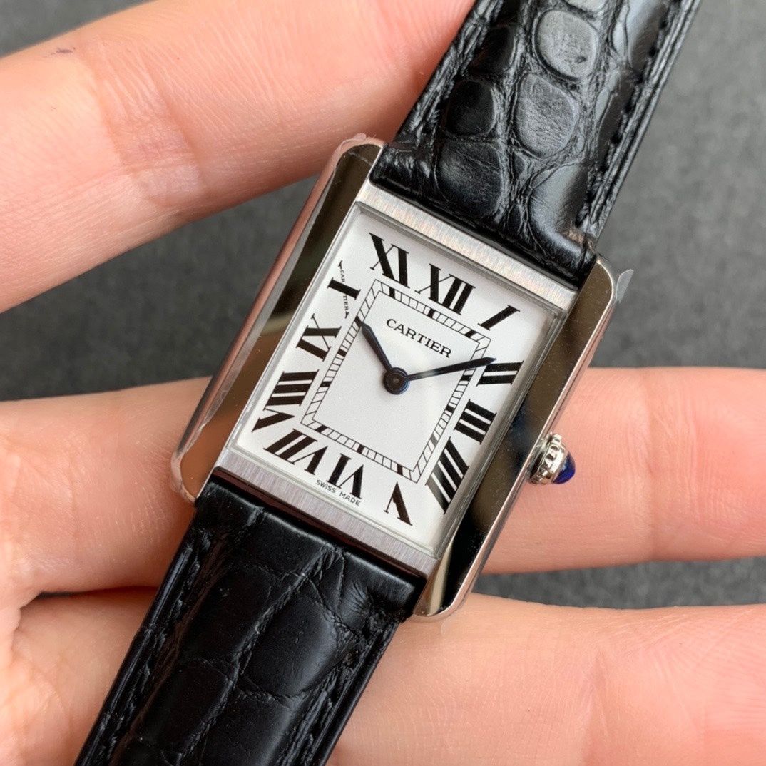 Cartier Tank Solo Steel Ladies Small Quartz Leather Strap Watch W5200005
