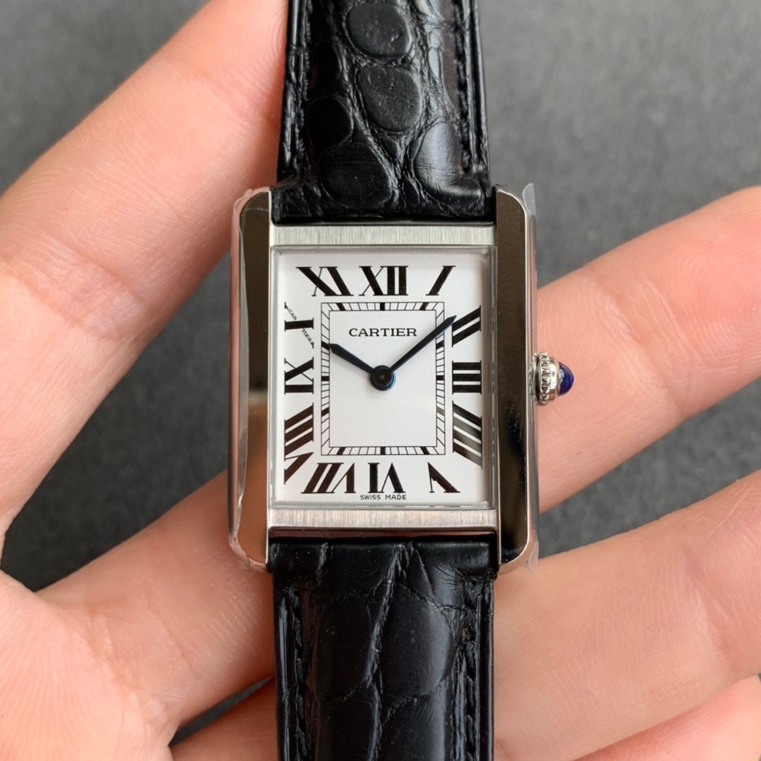 Cartier Tank Solo Steel Ladies Small Quartz Leather Strap Watch W5200005