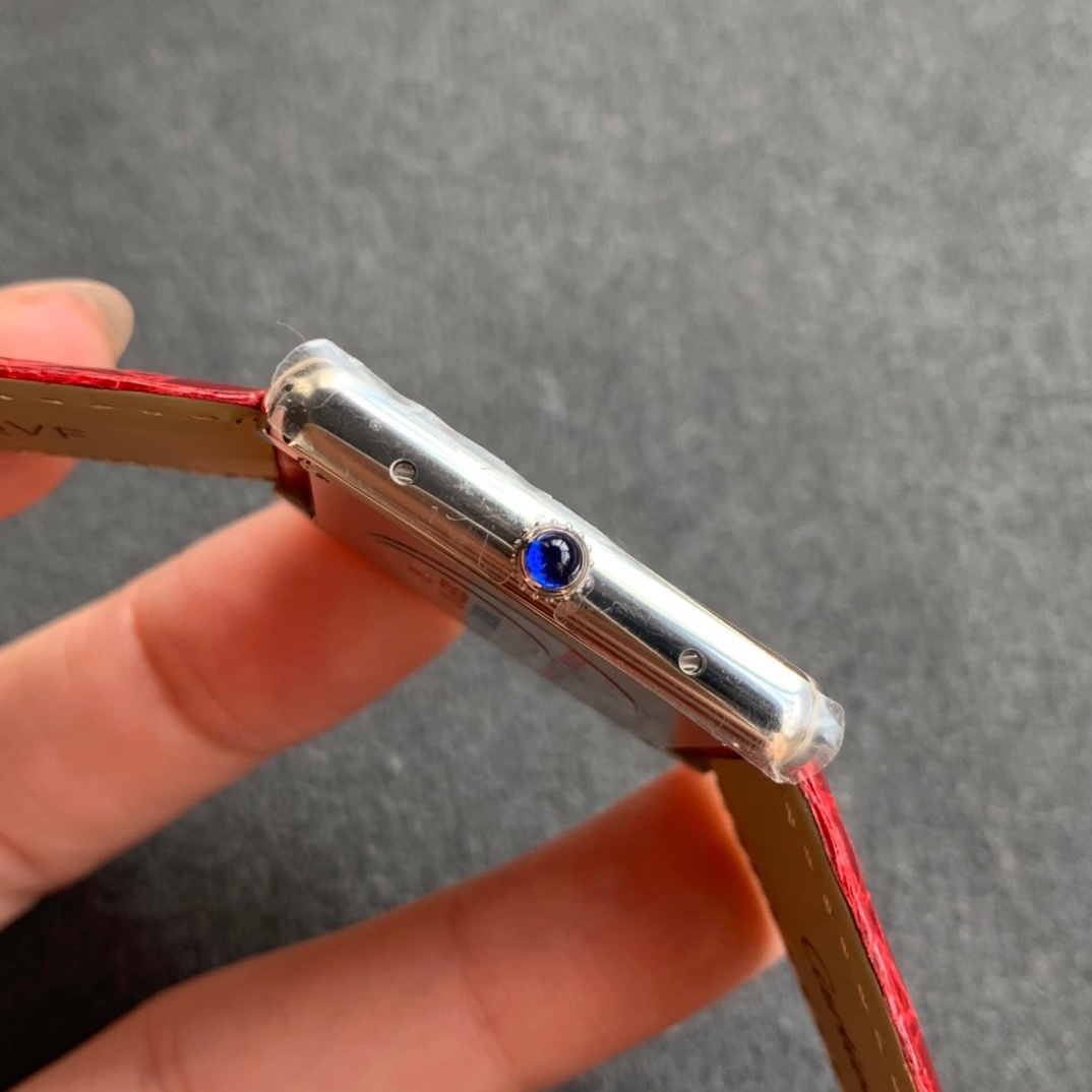 Cartier TANK SOLO SILVER DIAL RED LEATHER STRAP (2020)