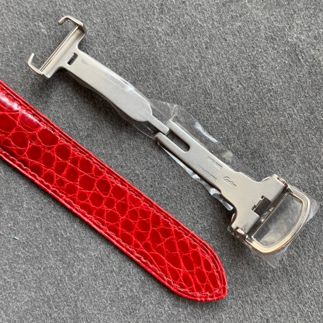 Cartier TANK SOLO SILVER DIAL RED LEATHER STRAP (2020)