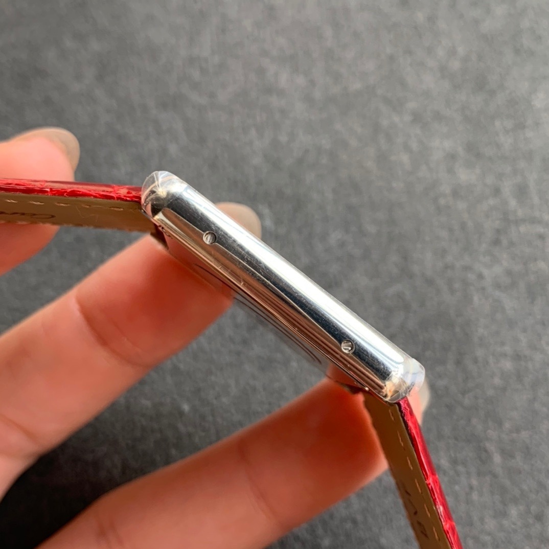 Cartier TANK SOLO SILVER DIAL RED LEATHER STRAP (2020)