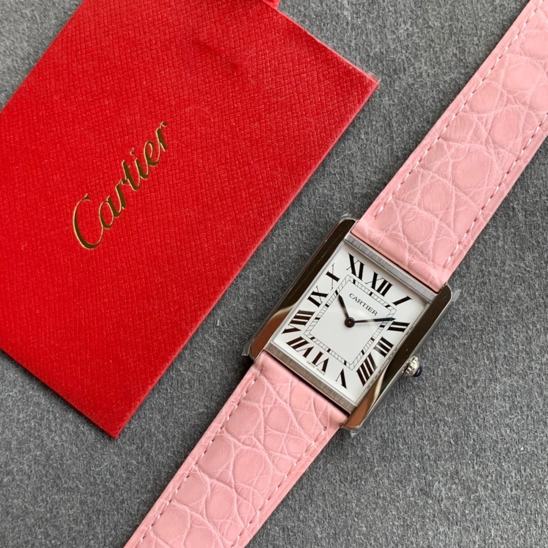 Cartier Tank Solo Pink Dial Beautilful Pink dial and Pink strap