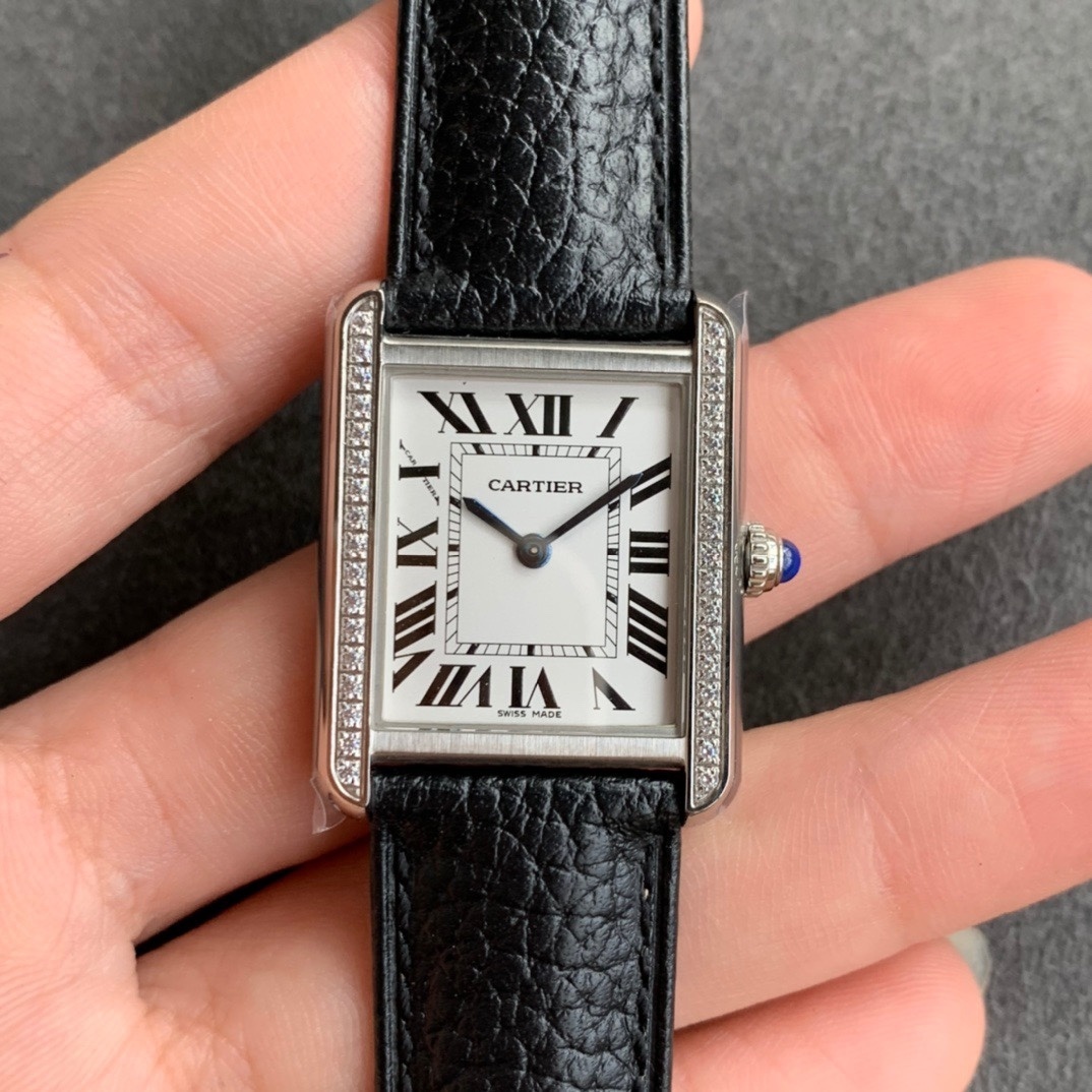 Cartier Tank Solo Large Model 3169 White Dial 27x35mm Women’s Watch AM Diamonds