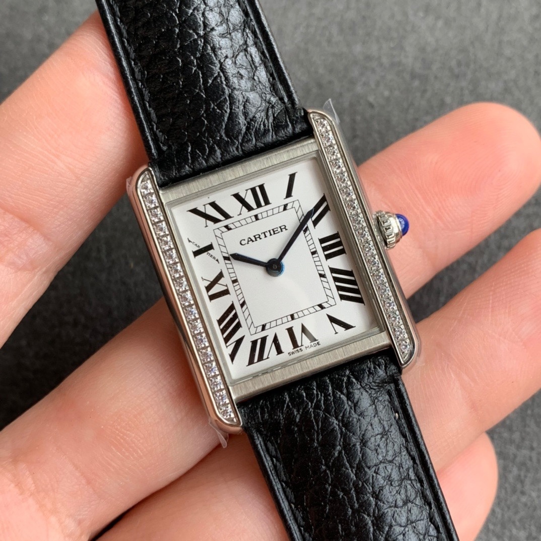 Cartier Tank Solo Large Model 3169 White Dial 27x35mm Women's Watch AM Diamonds