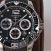 Longines HydroConquest Automatic Chronograph Stainless Steel Black Rubber Strap Black Dial Date Divers Mens Watch L3.783.4.56.9