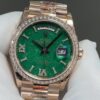 Rolex Day-Date 36 Green Aventurine Dial Diamond Bezel 18K Everose Gold President Watch 128345RBR